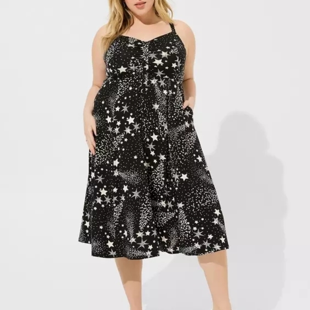 3x Plus Size Torrid Black White Starry Women's Dress Star Print Super Soft